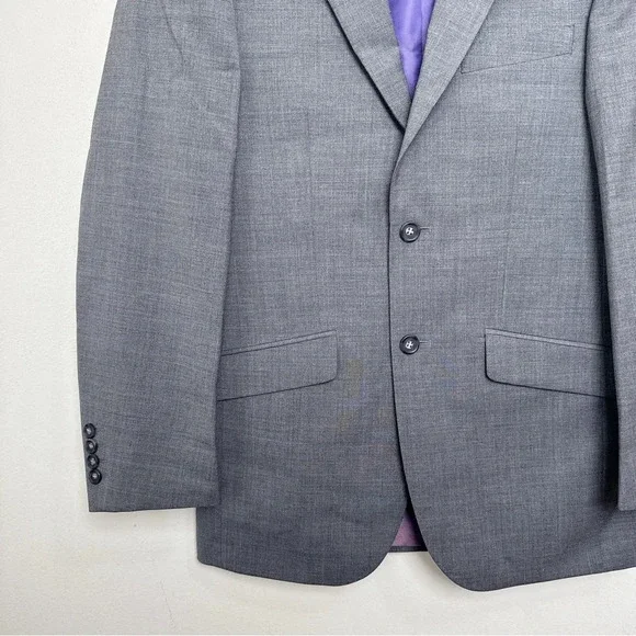 Brook Taverner Mens 36R Wool Two Button Slim Fit Blazer Sport Coat In Grey